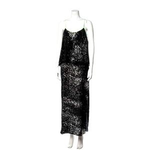 Jonathan Simkhai Silk Printed Maxi Slip Dress.                     
Black & Pink